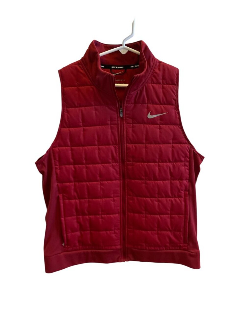 Nike Therma-Fit Quilted Full Zip Running Vest-Red-Women's Large